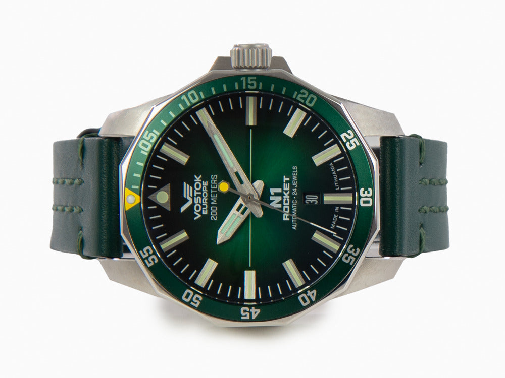Vostok Europe Rocket N-1 Automatik Uhr, Grün, 46 mm, Superluminova, NH35-225A710