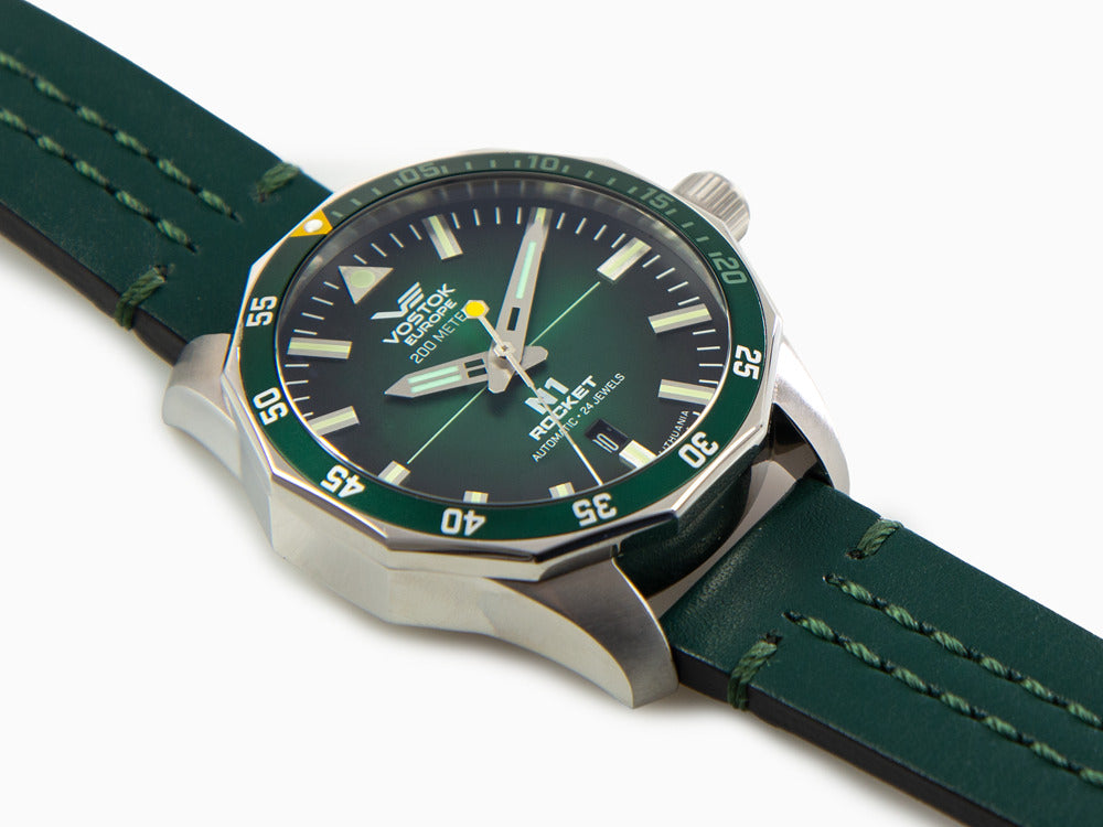 Vostok Europe Rocket N-1 Automatik Uhr, Grün, 46 mm, Superluminova, NH35-225A710