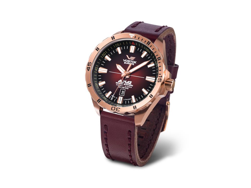 Vostok Europe Almaz Automatik Uhr, PVD, Rot, 47 mm, Superluminova, NH35A-320B679