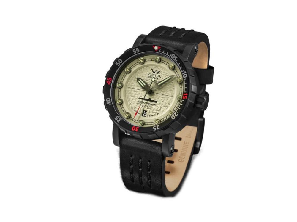 Vostok Europe Nuclear Submarine Automatik Uhr, Grau, Tritium, NH35A-571C607-L-BK