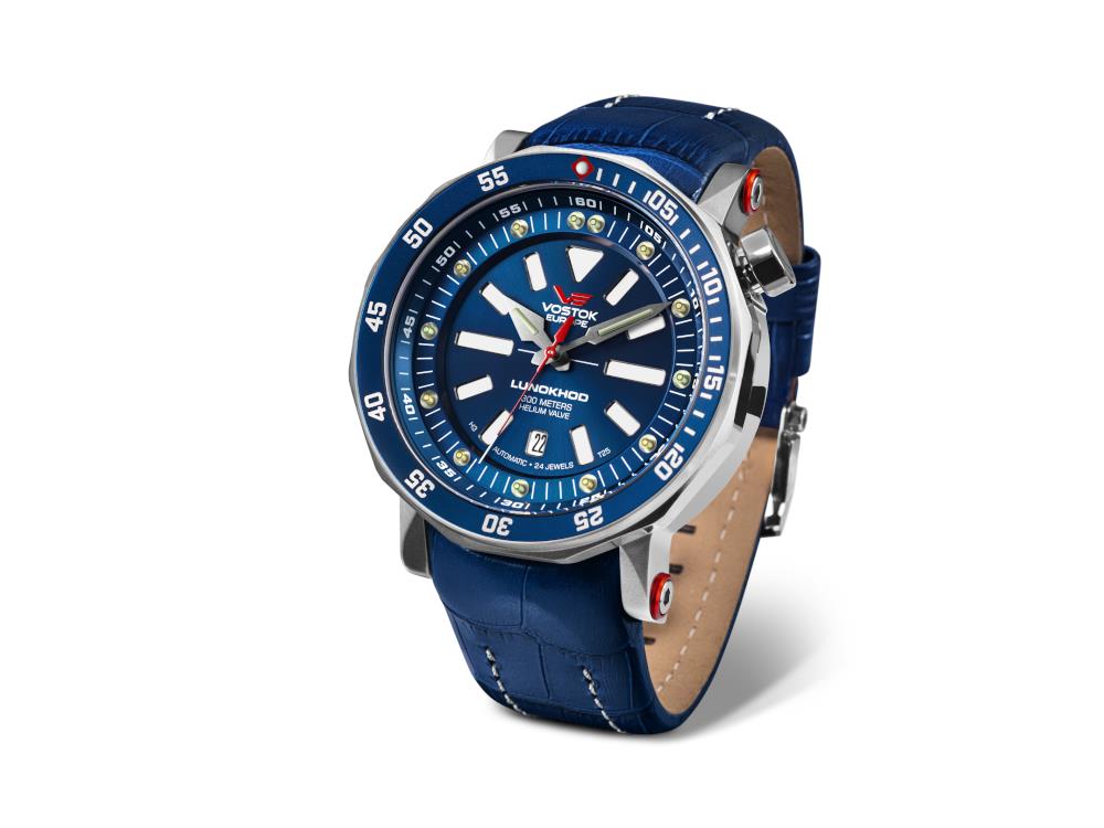 Vostok Europe Lunokhod-2 Automatik Uhr, Blau, 49 mm, Tritium, NH35A-620A634-L-BL