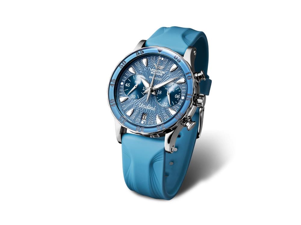 Vostok Europe Undiné Quartz Uhr, Blau, 39 mm, Chronograph, VK64-515A526