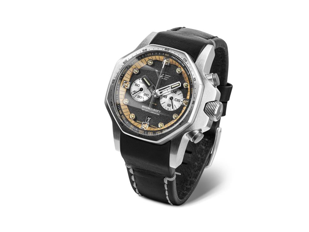 Vostok Europe Atomic Age Quartz Uhr, 48 mm, Tritium, Chrono, VK64-640A698