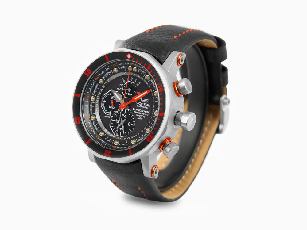 Vostok Europe Lunokhod-2 Quartz Uhr, Grau, 49 mm, Tritium, Chrono, YM86-620A506