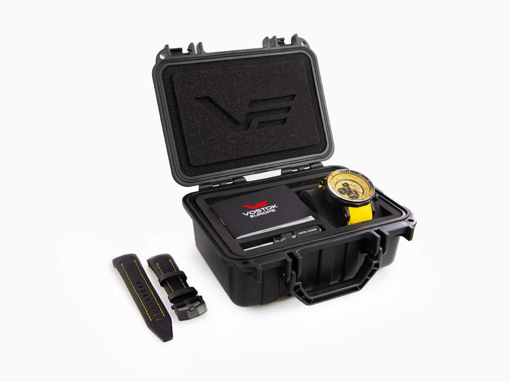 Vostok Europe Lunokhod-2 Quartz Uhr, Gelb, 49 mm, Tritium, Chrono, YM86-620C504