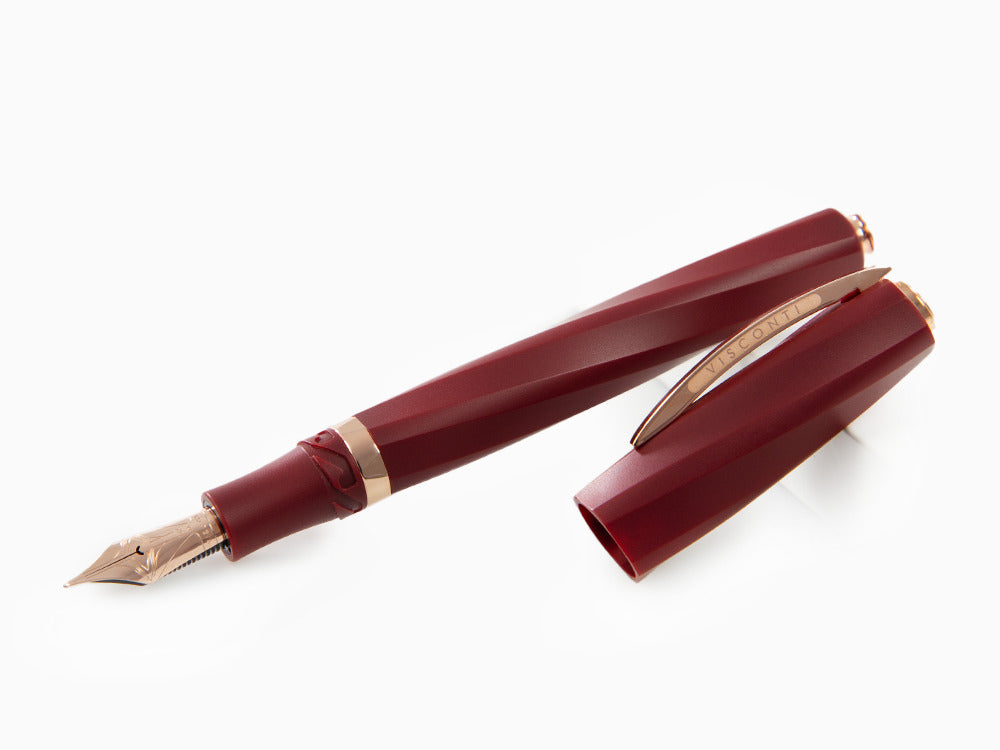 Visconti Divina Bordeaux Matte Füllfederhalter, Roségold PVD, KP18-14-FP