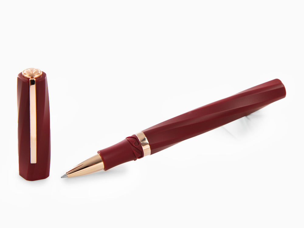 Visconti Divina Bordeaux Matte Roller, Edelharz, Roségold PVD, KP18-14-RB