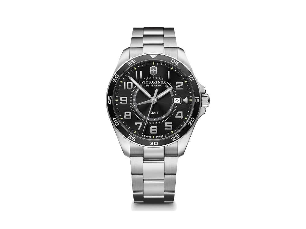 Victorinox Fieldforce Classic GMT Quartz Uhr, Schwarz, 42 mm, Stahlband, V241930