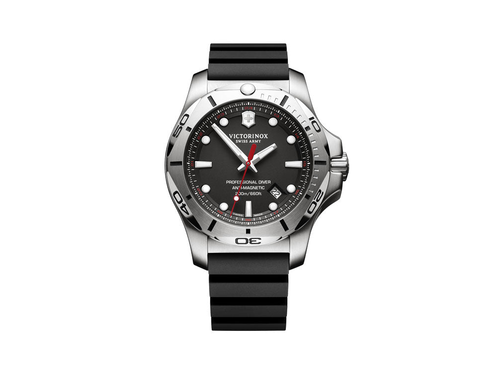 Victorinox I.N.O.X. Quartz Uhr, Schwarz, 45 mm, Kautschukband, Superluminova