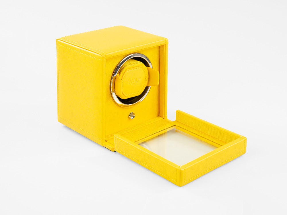 WOLF Cub Uhrenbeweger, 1 Uhr, Gelb, Vegane Leder, 461192