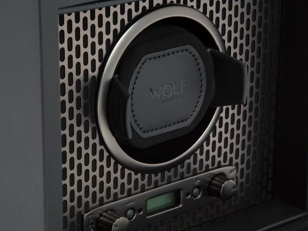 WOLF Axis Uhrenbeweger, 1 Uhr, Schwarz, Vegane Leder, 469203