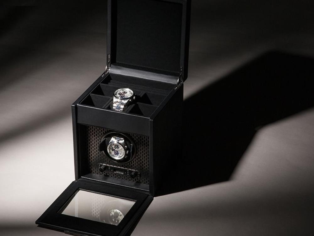 WOLF Axis Uhrenbeweger, 1 Uhr, Schwarz, Vegane Leder, 469203