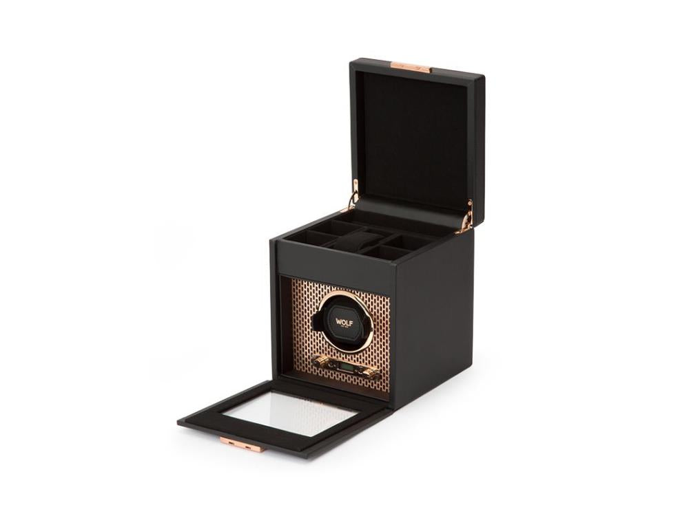 WOLF Axis Uhrenbeweger, 1 Uhr, Schwarz, Vegane Leder, 469216