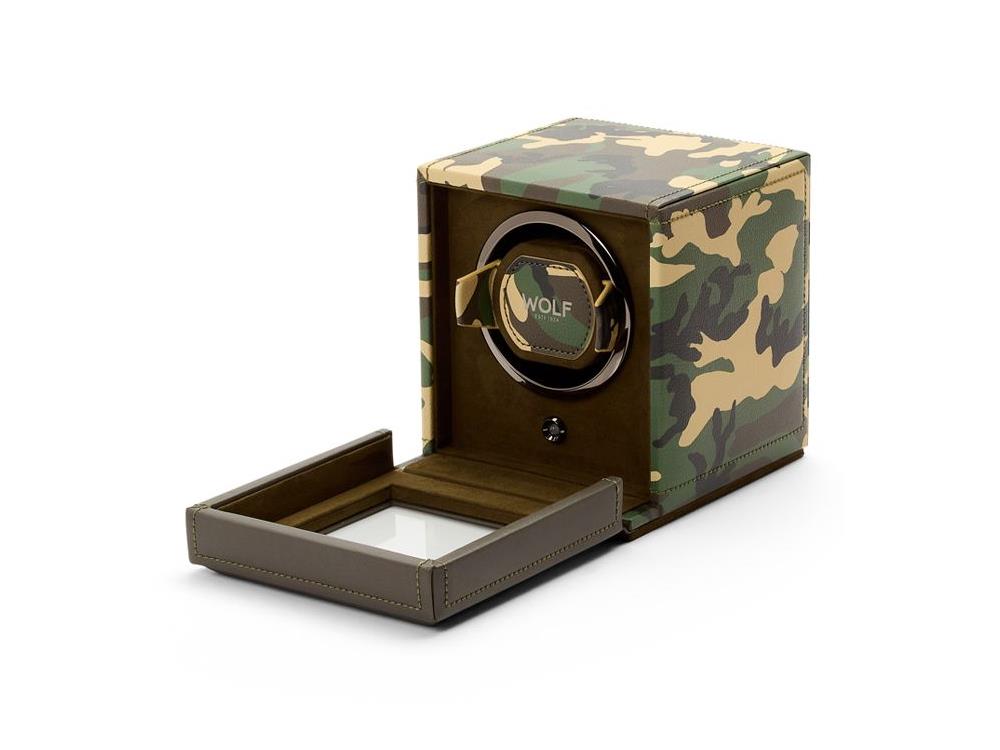 WOLF Elements Earth Uhrenbeweger, 1 Uhr, Grün, Vegane Leder, 665130