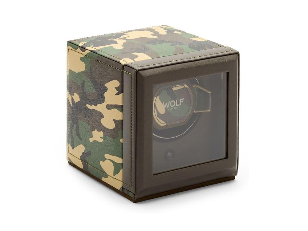 WOLF Elements Earth Uhrenbeweger, 1 Uhr, Grün, Vegane Leder, 665130