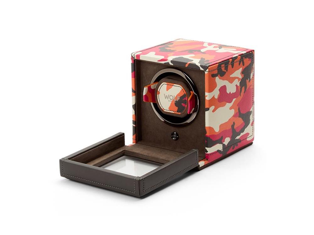 WOLF Elements Fire Uhrenbeweger, 1 Uhr, Rot, Vegane Leder, 665172