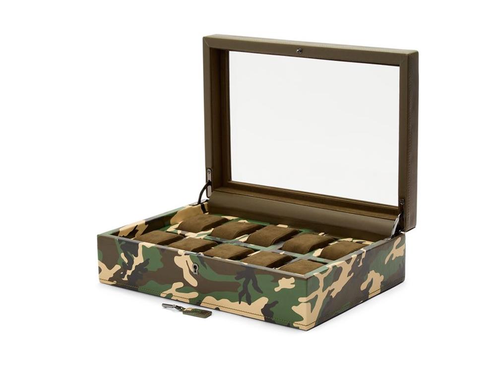 WOLF Elements Earth Uhrenbox, 10 Uhren, Grün, Vegane Leder, 665430