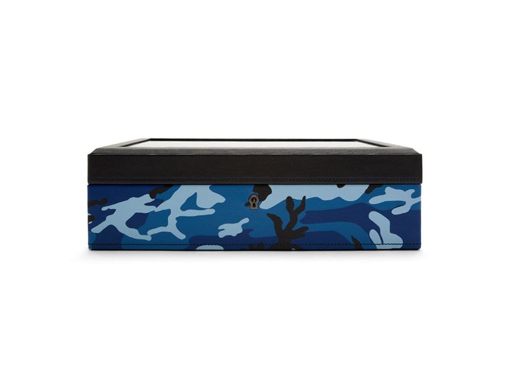 WOLF Elements Water Uhrenbox, 10 Uhren, Blau, Vegane Leder, 665471