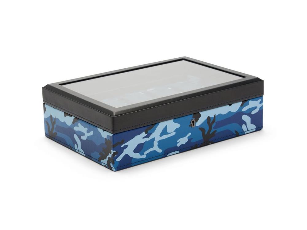 WOLF Elements Water Uhrenbox, 10 Uhren, Blau, Vegane Leder, 665471