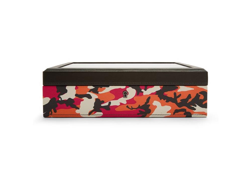 WOLF Elements Fire Uhrenbox, 10 Uhren, Rot, Vegane Leder, 665472