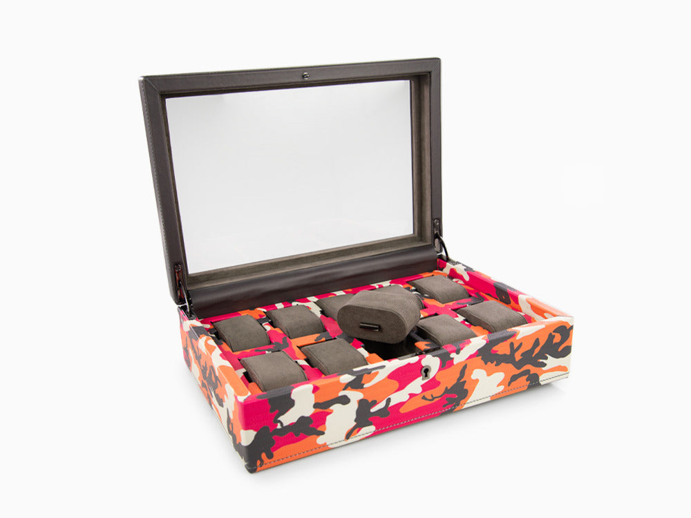 WOLF Elements Fire Uhrenbox, 10 Uhren, Rot, Vegane Leder, 665472