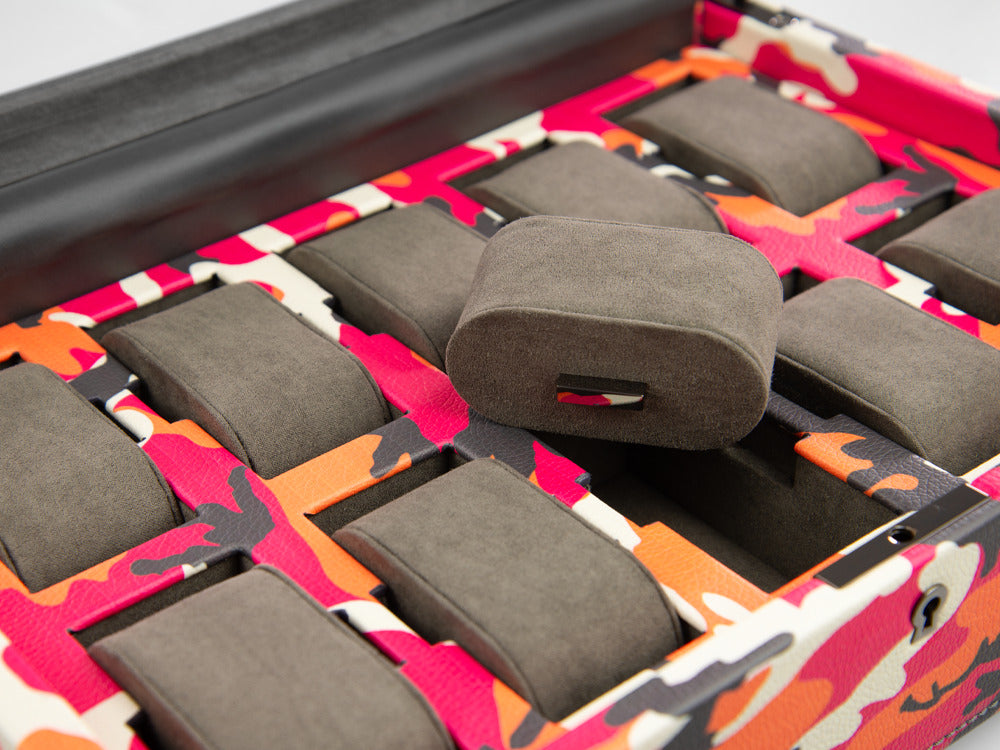 WOLF Elements Fire Uhrenbox, 10 Uhren, Rot, Vegane Leder, 665472