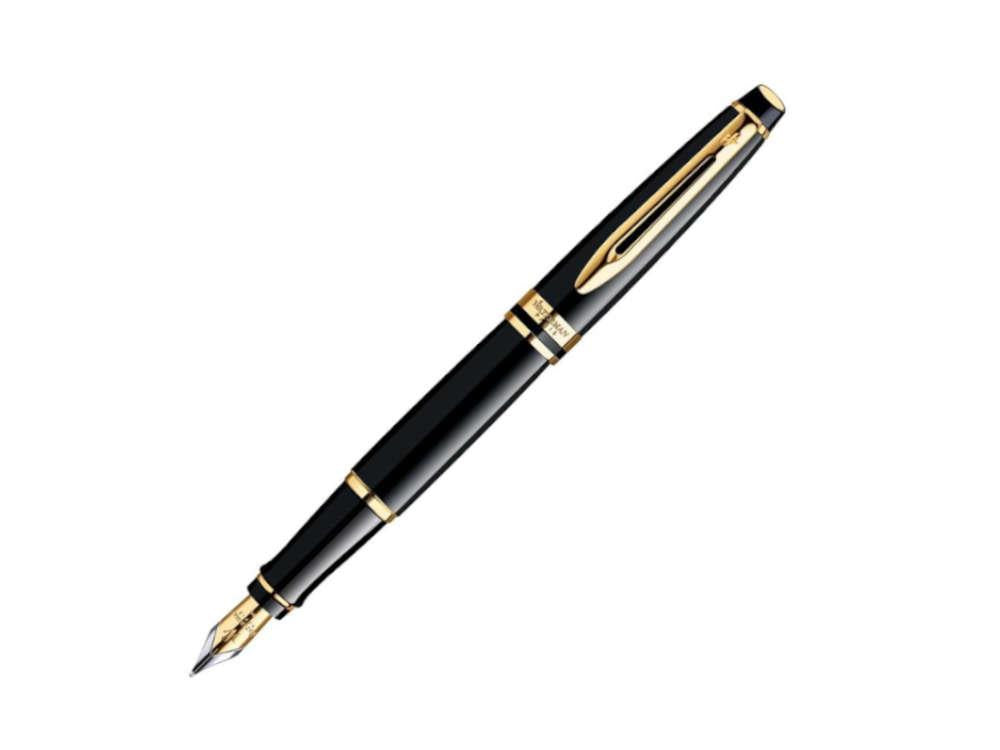 Waterman Expert Füllfederhalter, Lack, Vergoldete Beschläge, Schwarz