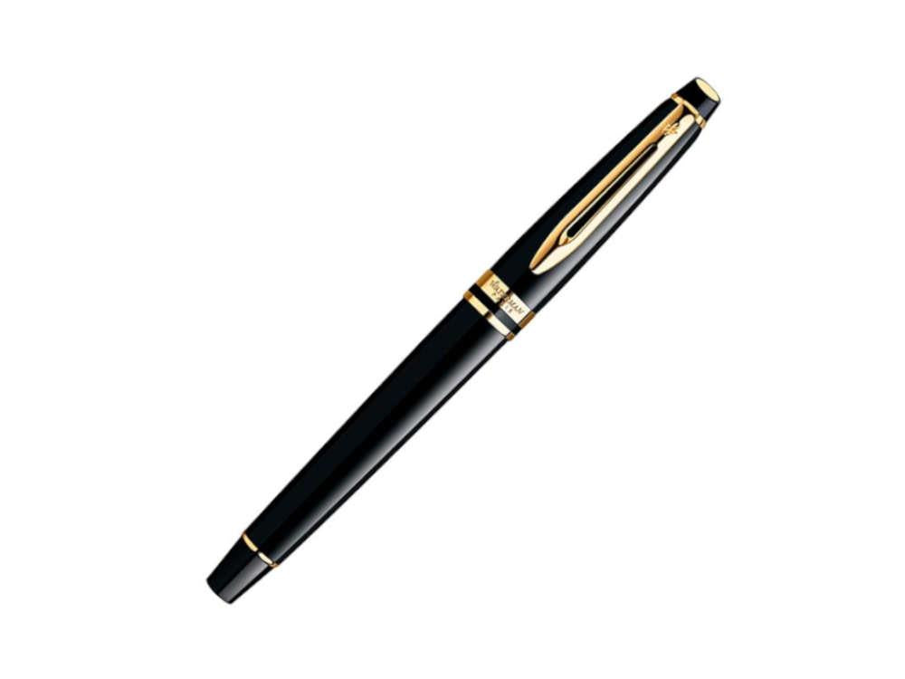 Waterman Expert Füllfederhalter, Lack, Vergoldete Beschläge, Schwarz