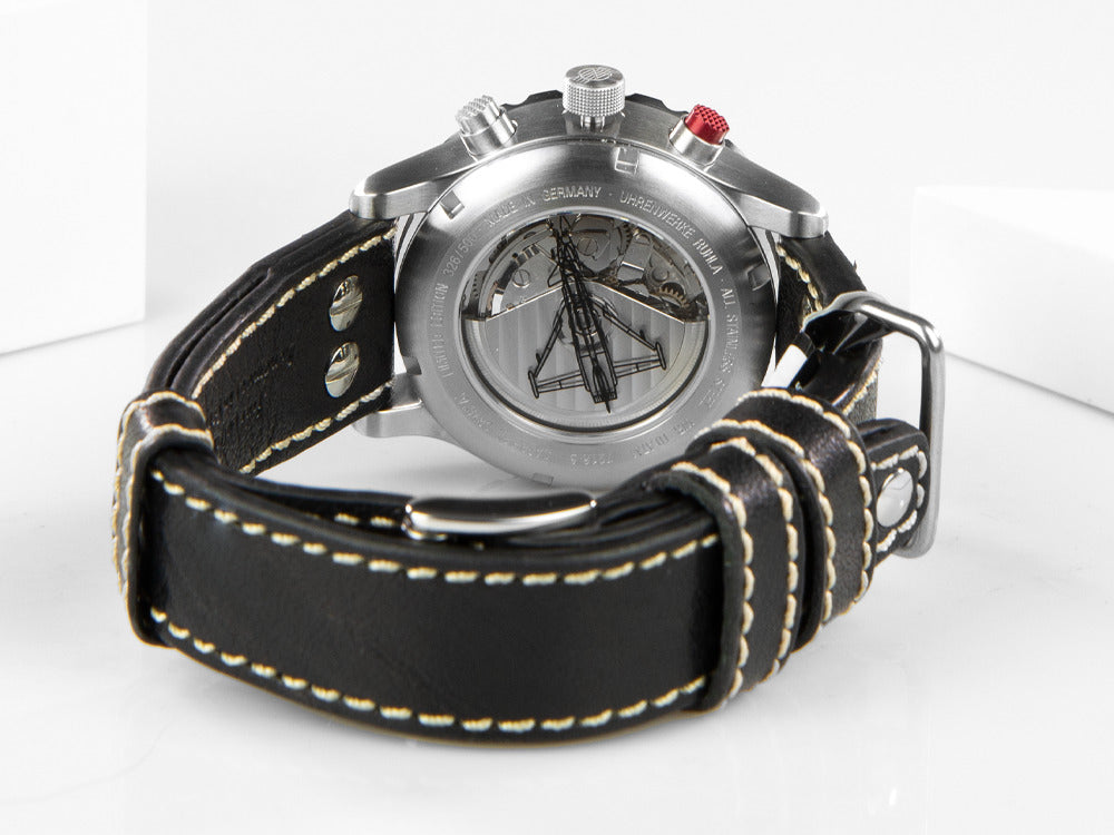 Zeppelin Eurofighter Automatik Uhr, PVD, Weiss, 43 mm, Lederband, 7218-5