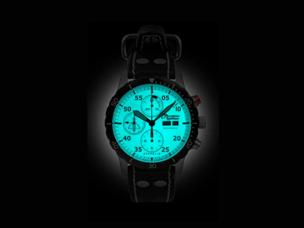 Zeppelin Eurofighter Automatik Uhr, PVD, Weiss, 43 mm, Lederband, 7218-5