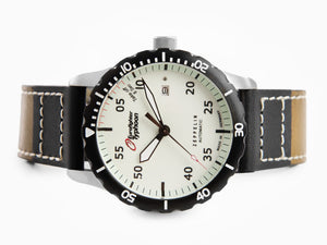 Zeppelin Eurofighter Automatik Uhr, PVD, Weiss, 43 mm, Tag, Lederband, 7268-5