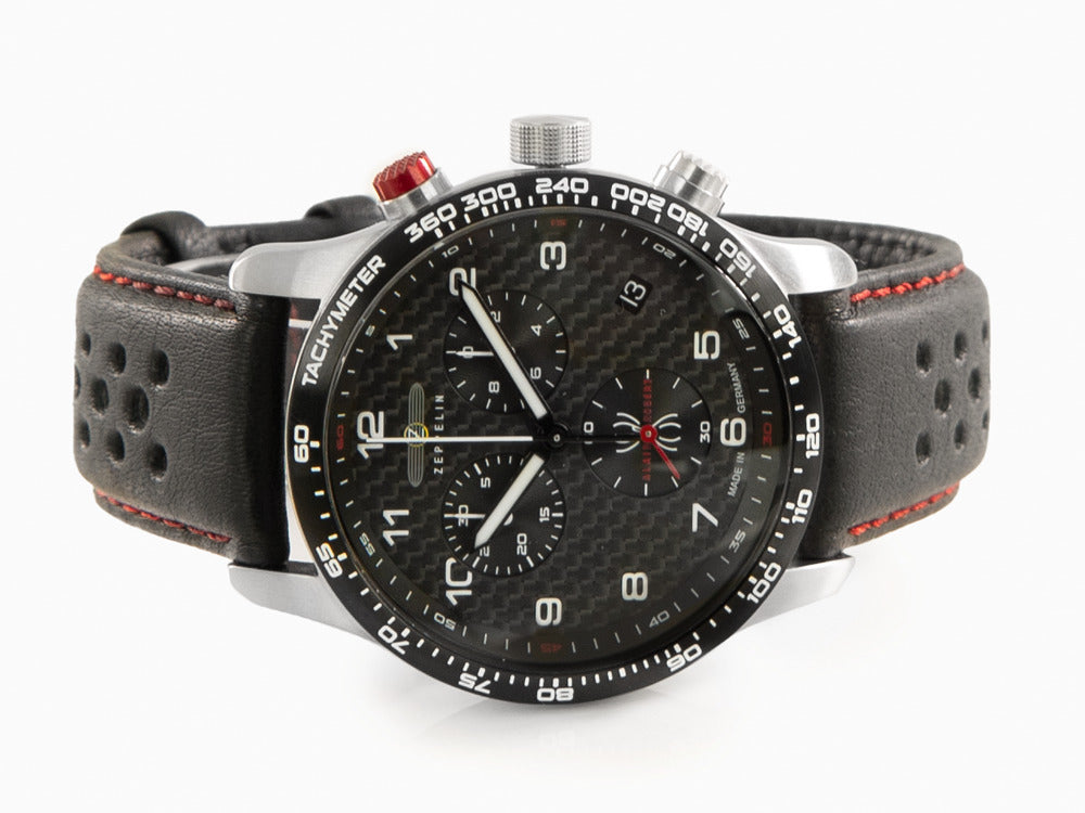 Zeppelin Night Cruise Quartz Uhr, Schwarz, 42 mm, Chronograph, Tag, 7294-4