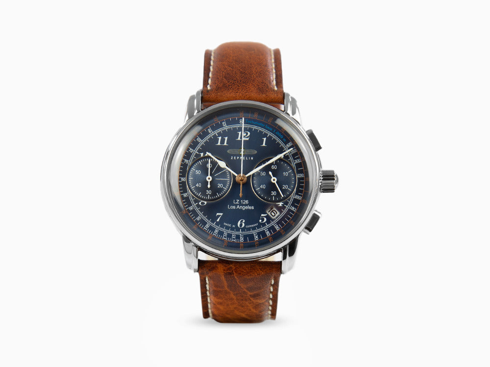 Zeppelin LZ126 Los Angeles Quartz Uhr, Blau, 42 mm, Chronograph