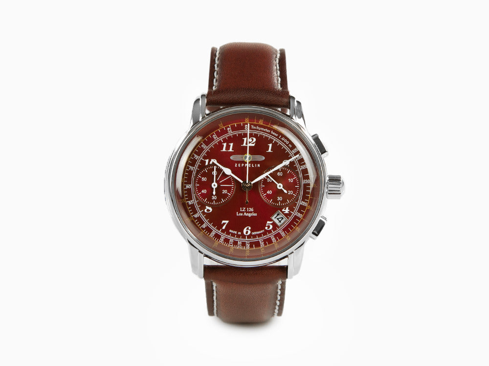 Zeppelin LZ126 Los Angeles Quartz Uhr, Rot, 42 mm, 7614-6