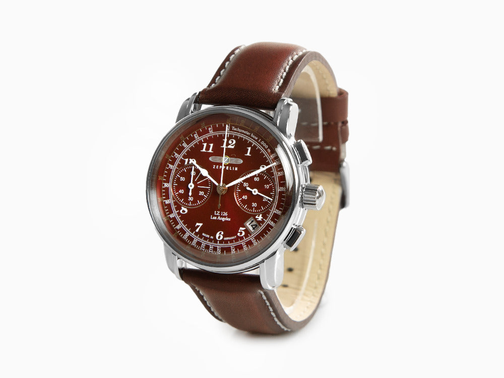 Zeppelin LZ126 Los Angeles Quartz Uhr, Rot, 42 mm, 7614-6