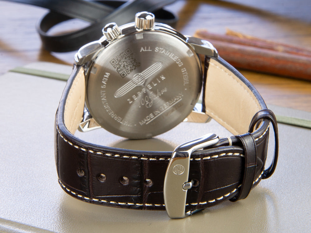 Zeppelin 100 Years Zeppelin Ed. 1 Quartz Uhr, Silber, 42 mm, GMT, 7640-1