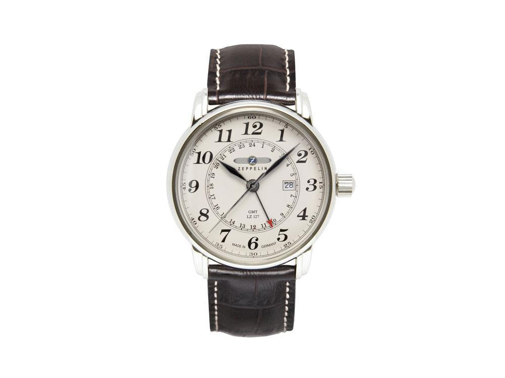 Zeppelin LZ 127 Graf Zeppelin Quartz Uhr, Beige, 42 mm, GMT, 7642-5