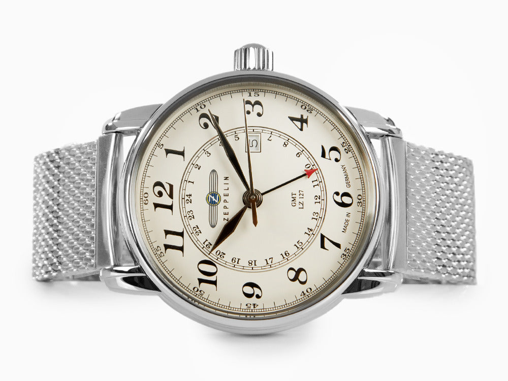 Zeppelin LZ 127 Graf Zeppelin Quartz Uhr, Beige, 42 mm, GMT, 7642M-5