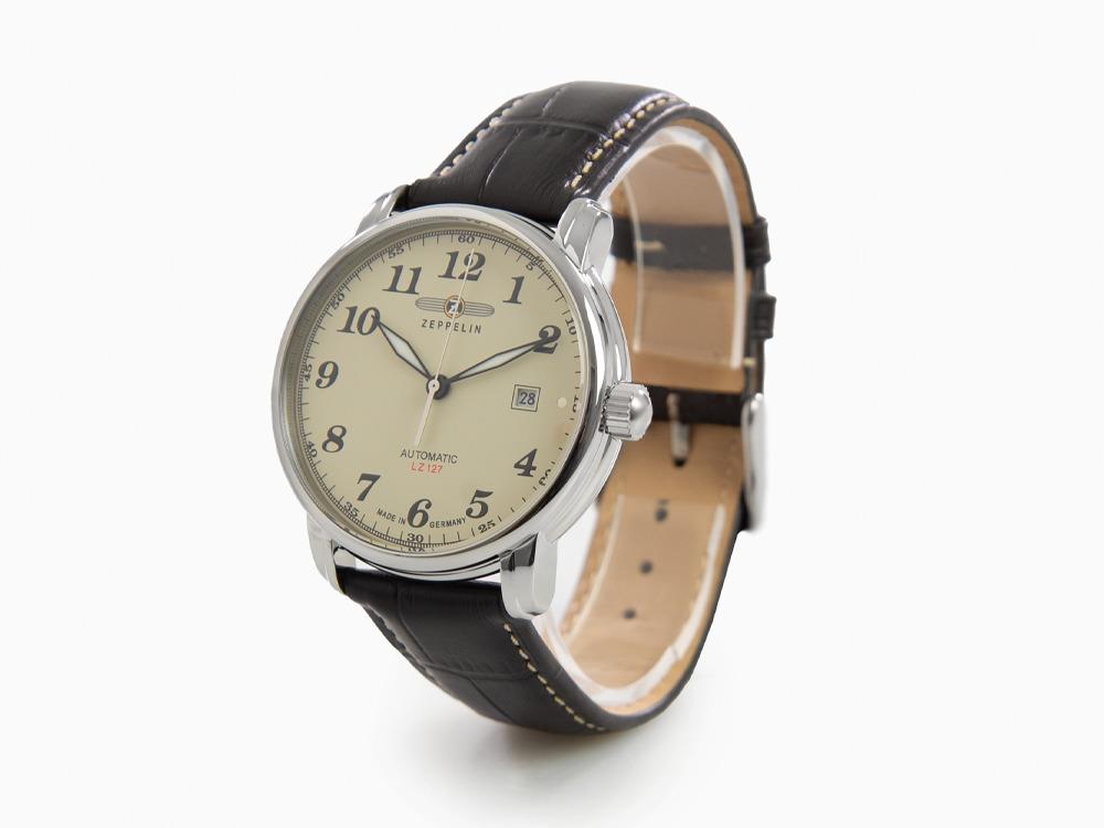 Zeppelin LZ 127 Graf Zeppelin Automatik Uhr, Beige, 42 mm, Tag, 7656-5 Zeppelin LZ 127 Graf Zeppelin Automatik Uhr, Beige, 42 mm, Tag, 7656-5