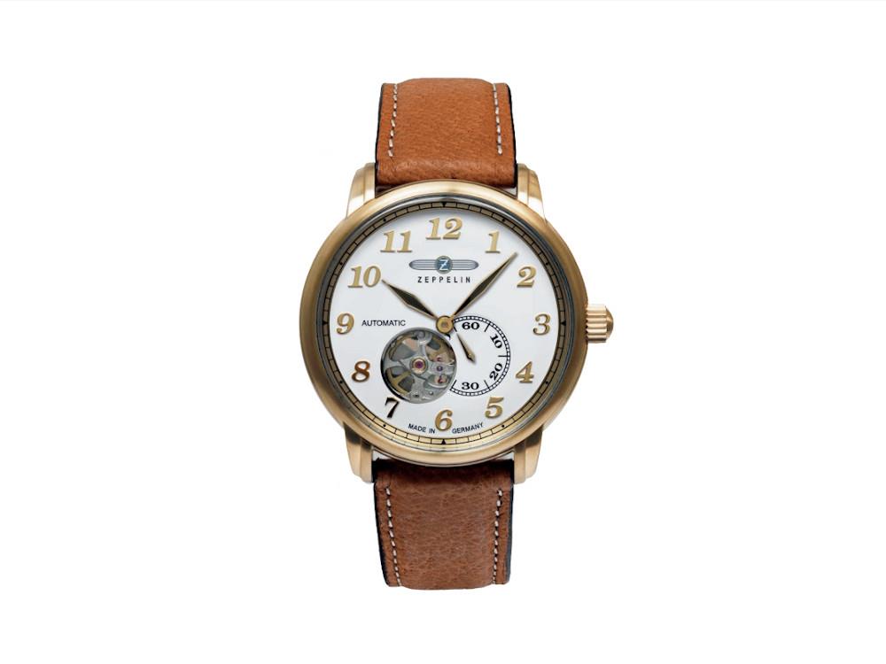 Zeppelin LZ 127 Graf Zeppelin Automatik Uhr, PVD Gold, Weiss, 40 mm, 7664-1