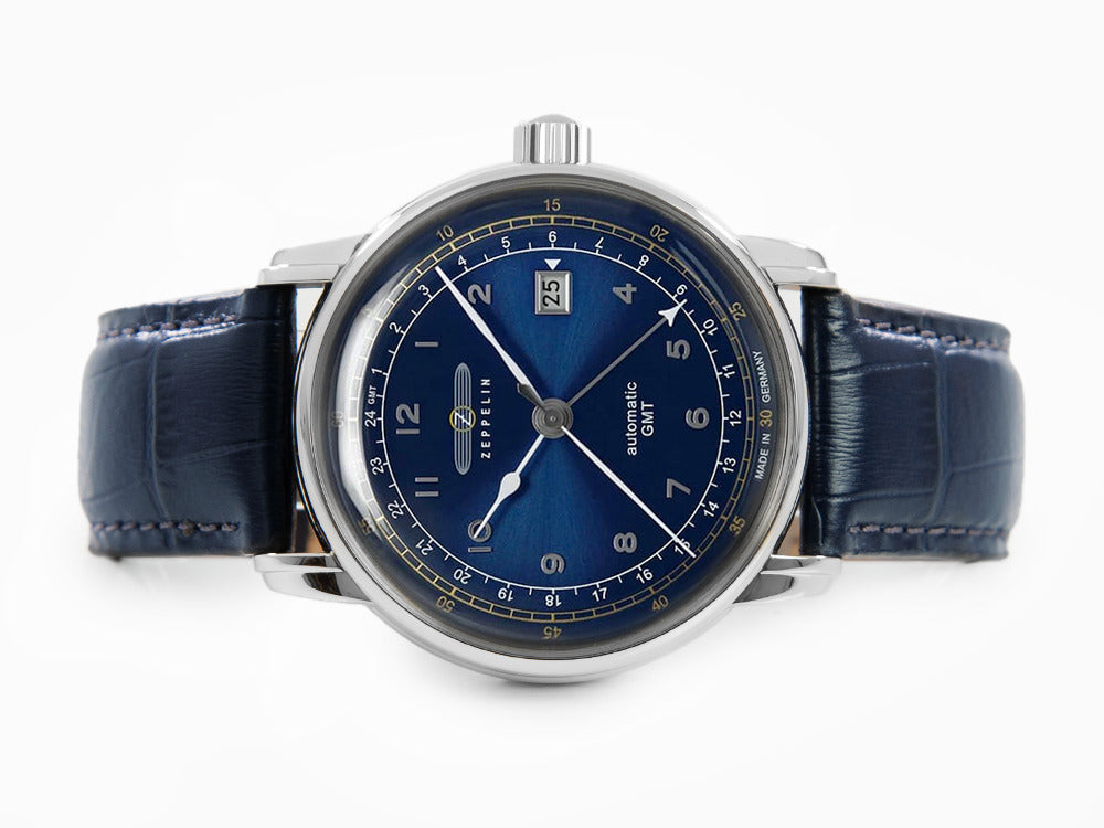 Zeppelin LZ 129 Hindenburg Automatik Uhr, Blau, 42 mm, GMT, 7668-3