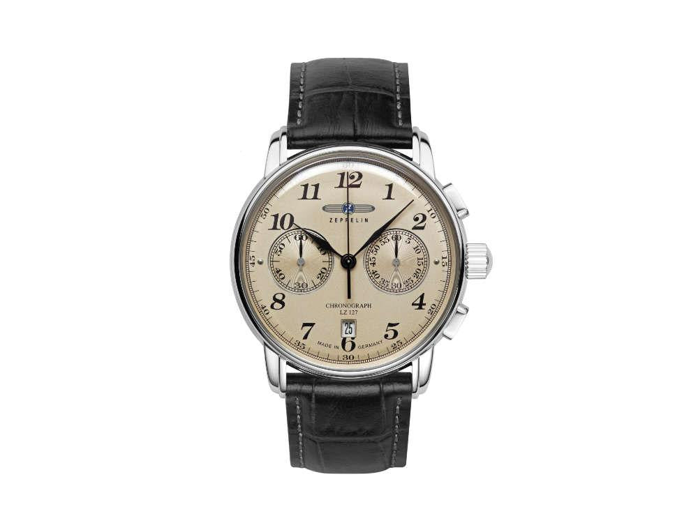 Zeppelin LZ 127 Graf Zeppelin Quartz Uhr, Beige, 42 mm, Tag, Chronograph, 7678-5