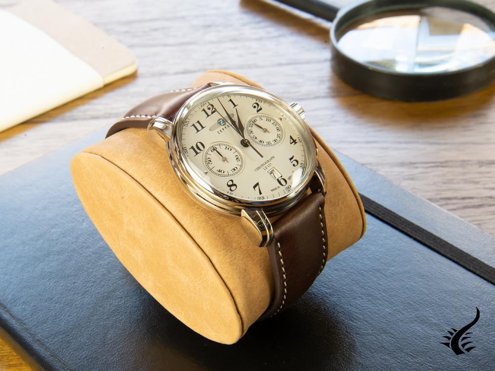 Zeppelin LZ 127 Graf Zeppelin Quartz Uhr, Beige, 42 mm, Tag, Chronograph, 7678-5