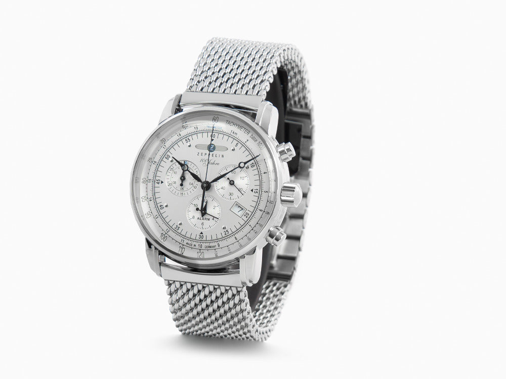 Zeppelin 100 Years Zeppelin Ed. 1 Quartz Uhr, Silber, 42 mm, Tag, 7680M-1
