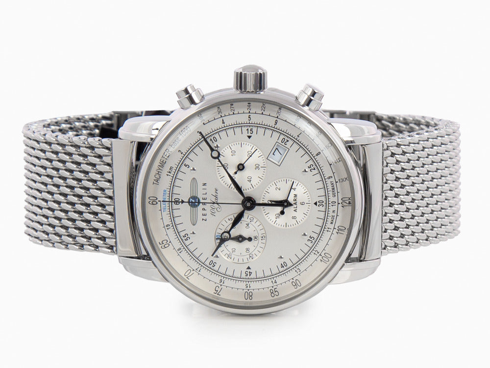 Zeppelin 100 Years Zeppelin Ed. 1 Quartz Uhr, Silber, 42 mm, Tag, 7680M-1