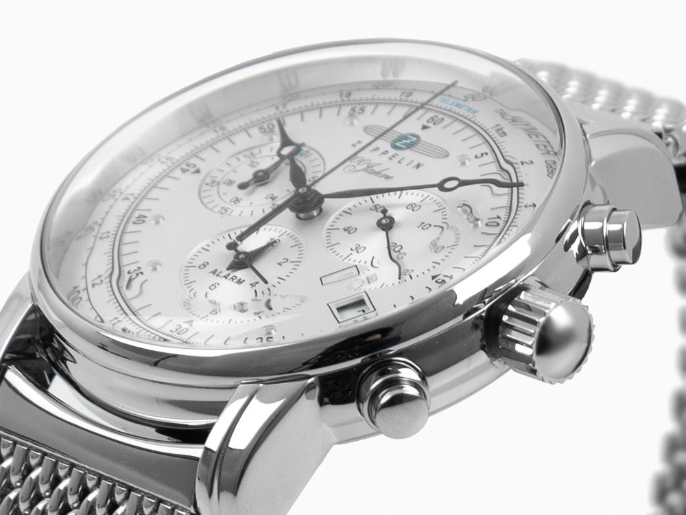 Zeppelin 100 Years Zeppelin Ed. 1 Quartz Uhr, Silber, 42 mm, Tag, 7680M-1