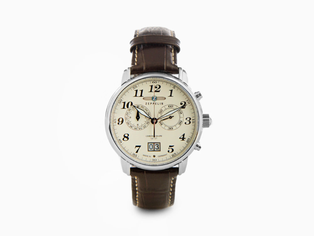 Zeppelin LZ 127 Graf Zeppelin Quartz Uhr, Beige, 40 mm, Tag, Chronograph, 7684-5