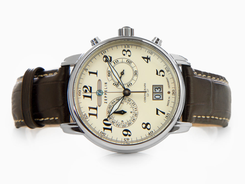 Zeppelin LZ 127 Graf Zeppelin Quartz Uhr, Beige, 40 mm, Tag, Chronograph, 7684-5