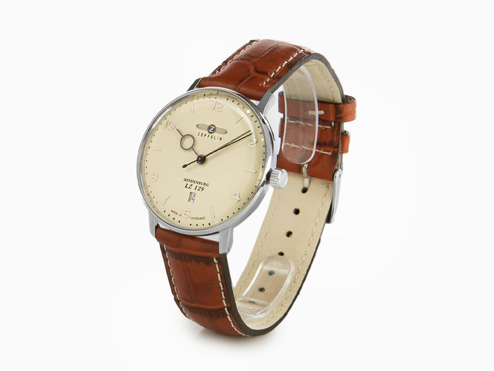 Zeppelin LZ 129 Hindenburg Quartz Uhr, Beige, 40 mm, Tag, Lederband, 8042-5