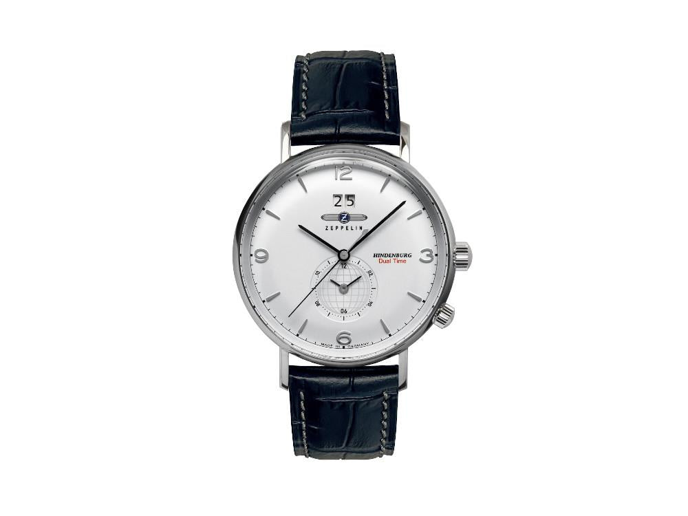 Zeppelin LZ 129 Hindenburg Quartz Uhr, Weiss, 41 mm, Tag, Lederband, 8044-1